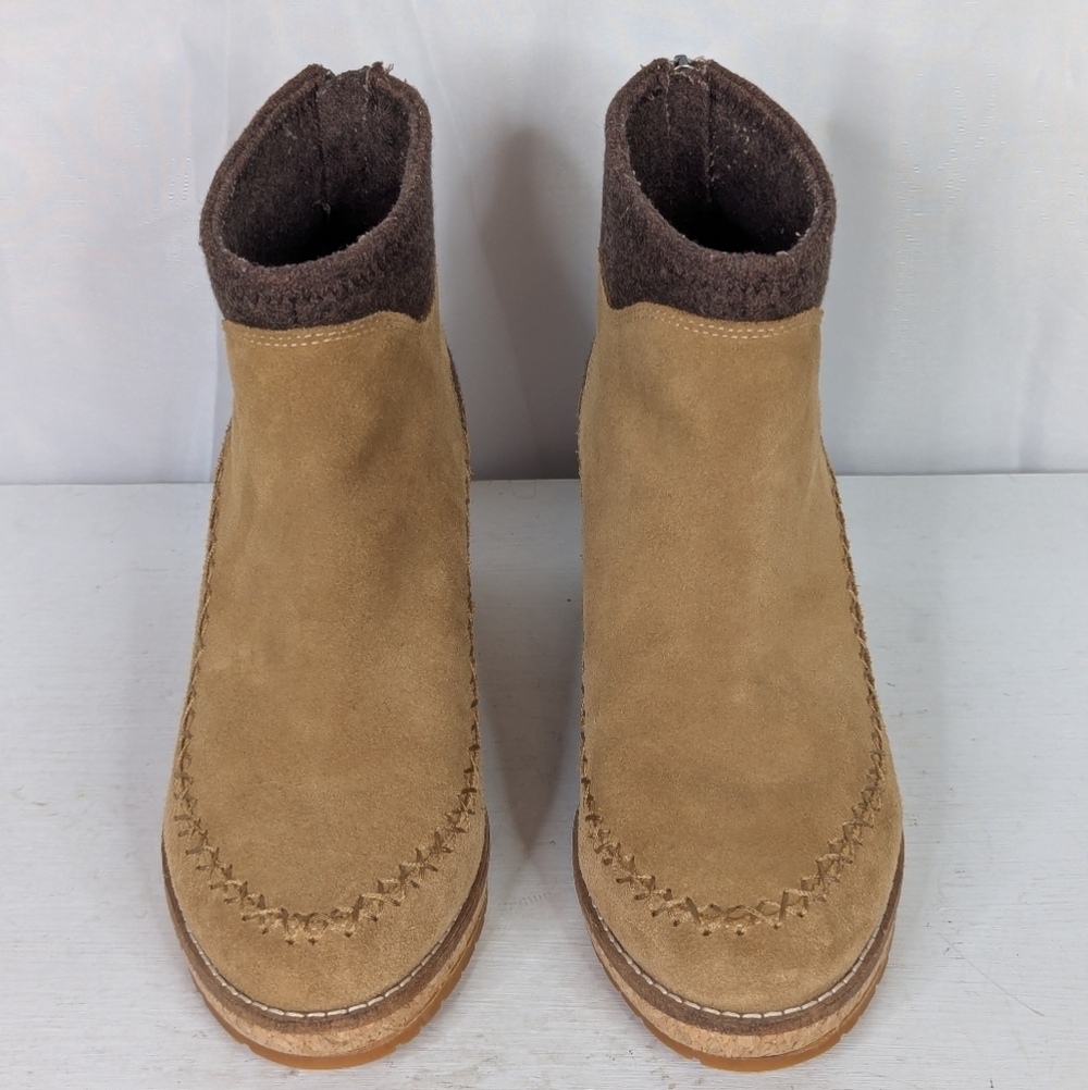 Pendleton Arago Suede Leather Cork Wedge Ankle Booties Boots - Picture 6 of 8